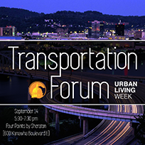 Logo for the Transportation Forum event for Charleston West Virginia's Urban Living Week 2015