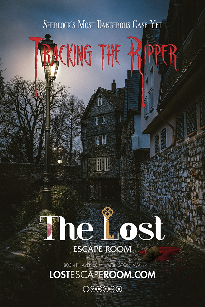 Poster for The Lost Escape Room's game Tracking the Ripper